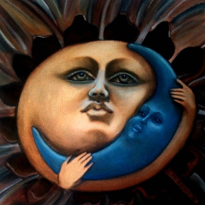 quadro  moderno  sole  e   luna